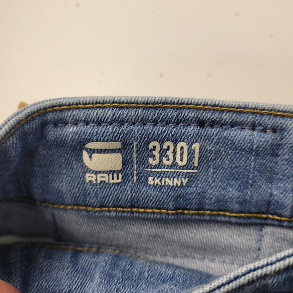 G Star Raw 3301 Skinny Jeans Mens 34 (34x31.5) Medium Stretch Moto Punk Grunge - Picture 10 of 12